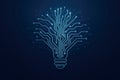 Digital circuit board shaped like a lightbulb on a dark blue background symbolizing technology and innovation Royalty Free Stock Photo