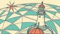 Stylized Lighthouse on Geometric Landscape - Guiding Light, vector design Generative AI Royalty Free Stock Photo