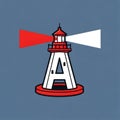 Stylized Lighthouse with Letter A and Beams of Light Royalty Free Stock Photo