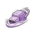 Lilac Mini-USB Connector Illustration with Motion Lines on White Background Royalty Free Stock Photo