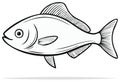 Stylized line art illustration of a single fish with fins and tail clearly defined Royalty Free Stock Photo