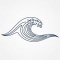 Stylized line art illustration of a wave, featuring a clean, continuous design. The lines Royalty Free Stock Photo