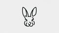 Stylized line drawing of a rabbit s head on a plain white background Royalty Free Stock Photo