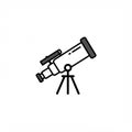 Stylized line drawing of a telescope mounted on a tripod. The telescope has a Royalty Free Stock Photo