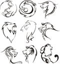 Stylized lion heads Royalty Free Stock Photo