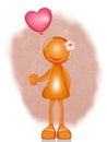 Stylized little woman with love balloon