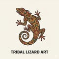 Stylized Lizard Abstract Tribal Pattern Vector Royalty Free Stock Photo