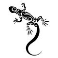 Stylized lizard. Black white reptile illustration. Vector logo lizards. Tattoo.