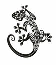 Black and white Stylized lizard. Totem tattoo design. Vector illustration