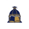 A stylized logo combines a blue and gold dome structure with an open book and a Royalty Free Stock Photo
