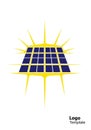 Stylized logo design featuring a solar panel grid. The grid is composed of blue Royalty Free Stock Photo