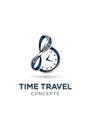 A stylized logo features a clock integrated with an infinity symbol. Royalty Free Stock Photo