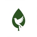 A stylized logo features a green leaf with a white bird in mid-flight overlayed at its Royalty Free Stock Photo