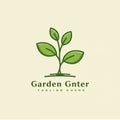 A stylized logo features a green plant with three leaves emerging from a simple line Royalty Free Stock Photo