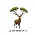 A stylized logo featuring a deer with antlers resembling tree branches. The antlers Royalty Free Stock Photo
