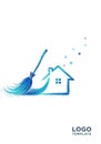 Stylized logo featuring a gradient blue broom creating a sweeping Royalty Free Stock Photo