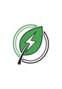 A stylized logo featuring a green leaf with a white lightning bolt Royalty Free Stock Photo