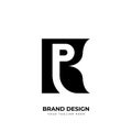 Letter Pr or Rp initial negative space unique stylish logo Royalty Free Stock Photo