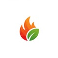 A stylized logo featuring an orange flame intertwined with a green leaf, symbolizing a Royalty Free Stock Photo