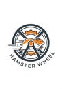 Stylized logo featuring a running hamster within a wheel. The Royalty Free Stock Photo