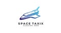 A stylized logo featuring a space shuttle with a gradient of blue shades, angled as if Royalty Free Stock Photo