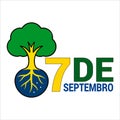 Tree with Roots as Brazilian Flag and 7 de Setembro Text national holiday Royalty Free Stock Photo