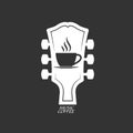 Stylized logo of a music coffee shop. Vector illustration