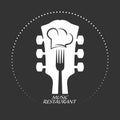 Stylized logo of a music restaurant. Vector illustration