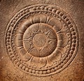 Stylized lotus carved on stone Royalty Free Stock Photo