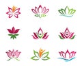 Stylized lotus flower icon vector background