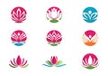 Stylized lotus flower icon vector background