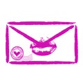 Stylized love letter sealed with a loving kiss Royalty Free Stock Photo