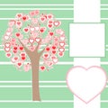 Stylized love tree made of hearts with a message