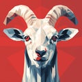 Stylized Low Poly Goat Pixel Art On Red Background Royalty Free Stock Photo