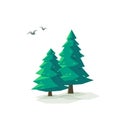 Stylized Low Poly Green Conifer Trees