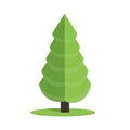 Stylized low poly polygon green Christmas tree illustration