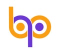Stylized lowercase letters B and P are linked by a single line for a logo, monogram, or monogram