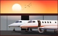 Luxury business jets at sunset Royalty Free Stock Photo