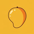 Stylized mango illustration with a thick outline, set against a solid yellow background. Royalty Free Stock Photo