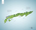 Stylized map of Cuba. Isometric 3D Royalty Free Stock Photo