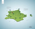 Stylized map of France. Isometric 3D