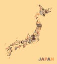 Traditional symbols in the form of maps of Japan