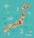 Traditional symbols in the form of maps of Japan