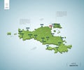Stylized map of Mayotte. Isometric 3D Royalty Free Stock Photo