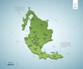 Stylized map of Mexico. Isometric 3D