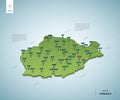 Stylized map of Romania. Isometric 3D Royalty Free Stock Photo