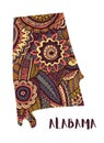 Stylized map of the state of Alabama Royalty Free Stock Photo