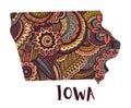Stylized map of the state of Iowa.