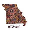 Stylized map of the state of Missouri. Royalty Free Stock Photo
