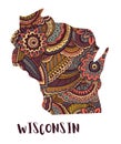 Stylized map of the state of Wisconsin.